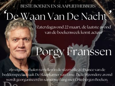 Porgy Franssen leest voor inbeddenspeciaalzaak De Slaapkamer van Lisse